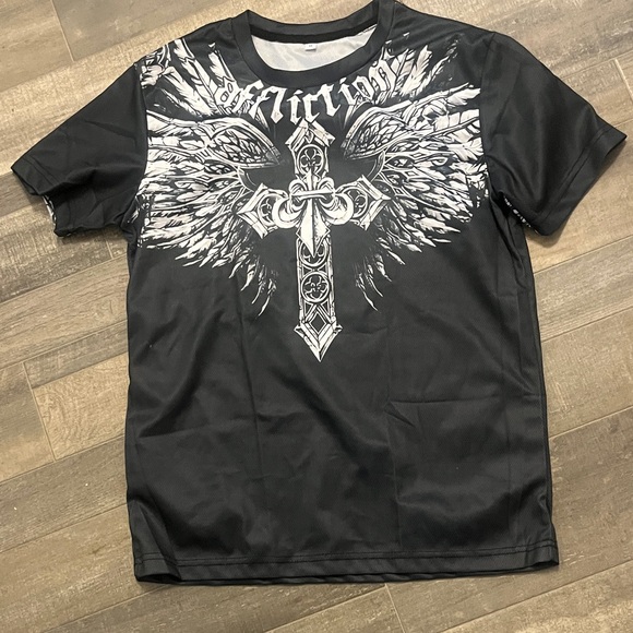Other - Black Graphic T-Shirt with Cross Design